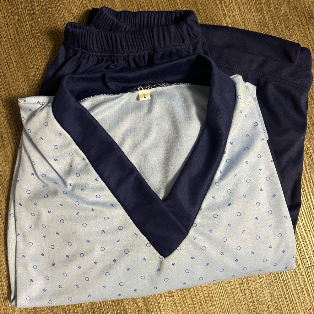 Blue and Navy Pajama Set
